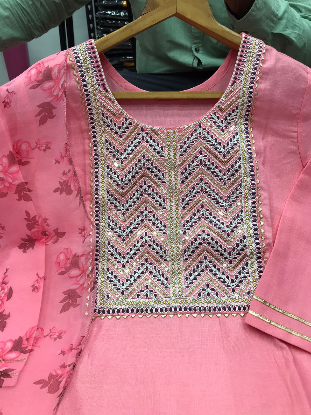 Vt Designer Embroidery Cotton Kurti With Bottom Dupatta Wholesale Shop In Surat